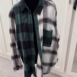 American Eagle Outfitters Green and Black Plaid Button Down Shirt